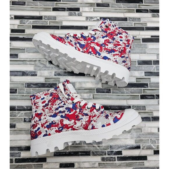 Palladium Pampa Hi White Camo French Unisex Combat Rain Boots - Picture 4 of 11